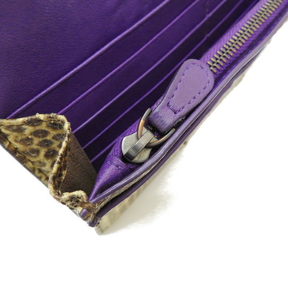 Bottega Veneta Ayers Long Wallet Python Leather Beige Purple - Picture 7 of 9